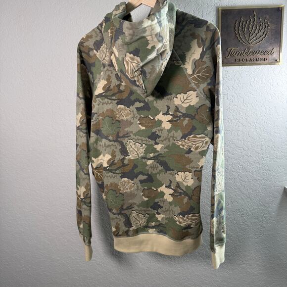 Men's Brixton Green Brown Leaf Camo Builders Fleece Hood Size Medium NEW - Picture 11 of 12